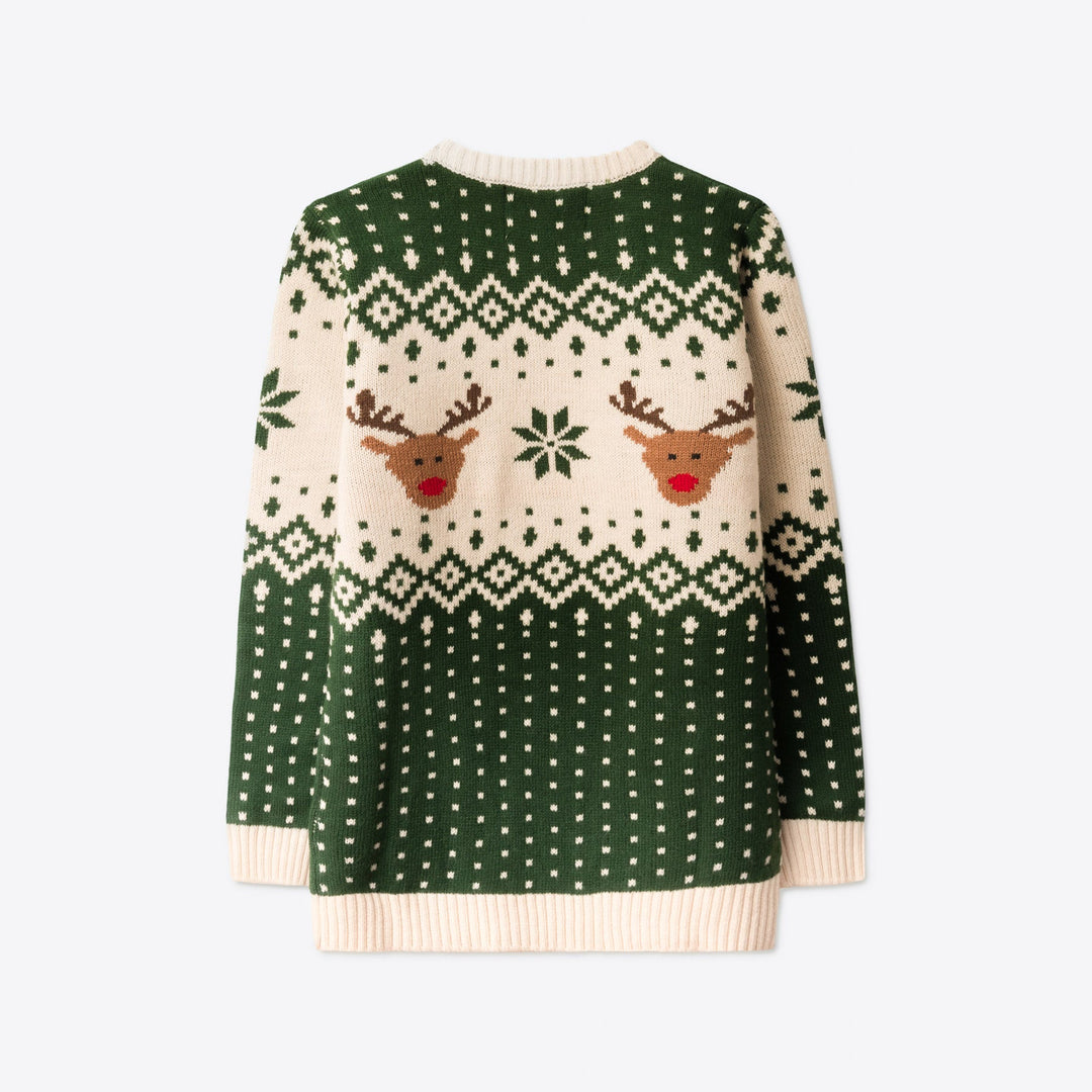 Grøn Retro Rensdyr Julesweater Børn