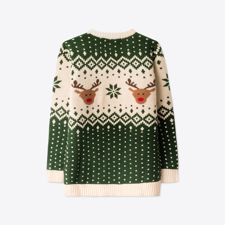 Grøn Retro Rensdyr Julesweater Børn