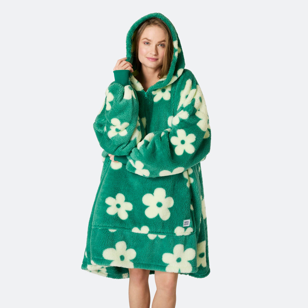 Grøn Blomster Teddy HappyHoodie