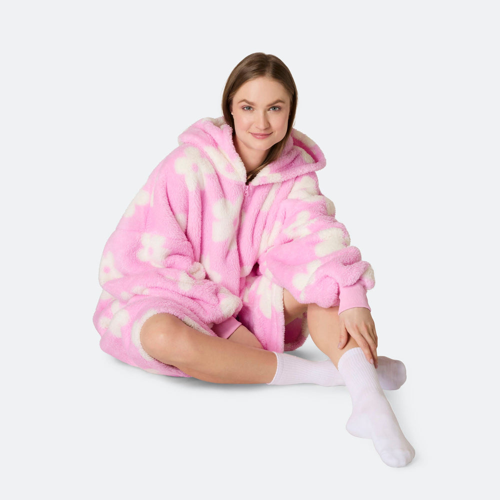 Pink Blomster Teddy HappyHoodie