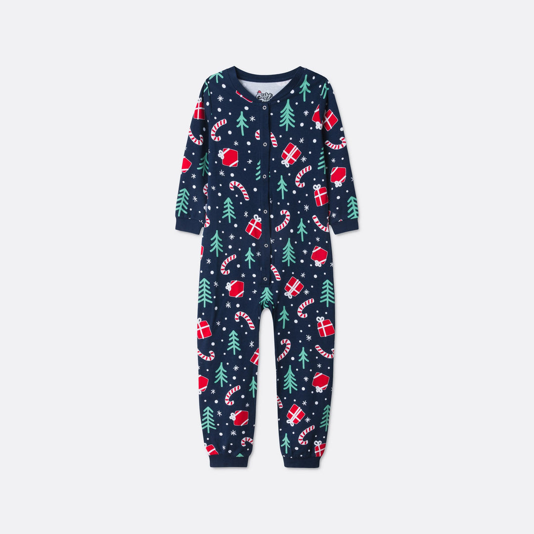 Blå Julemønster Overall Julepyjamas Børn