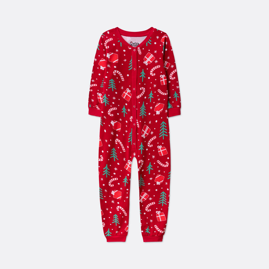 Rød Julemønster Overall Julepyjamas Børn