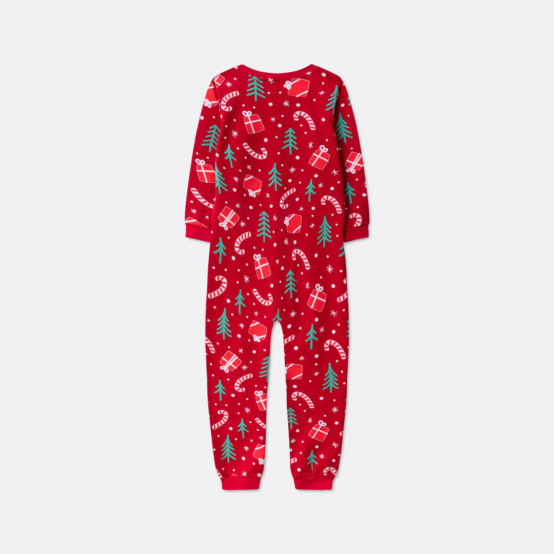 Rød Julemønster Overall Julepyjamas Børn