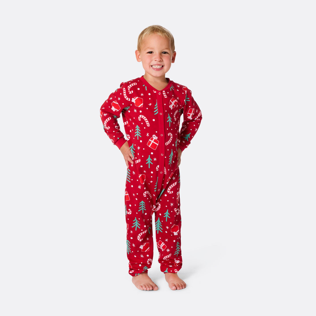 Rød Julemønster Overall Julepyjamas Børn
