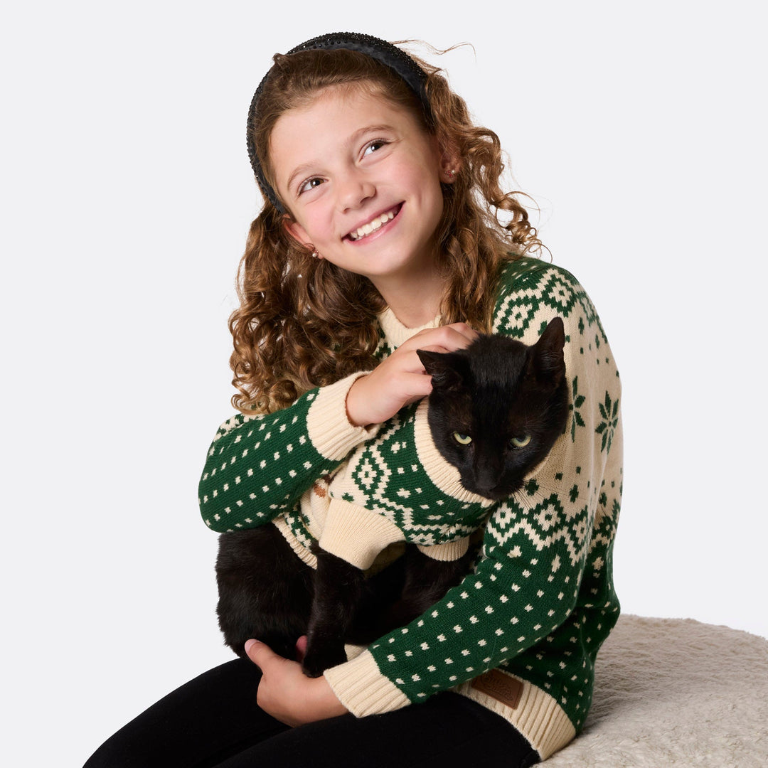 Grøn Retro Rensdyr Julesweater Børn