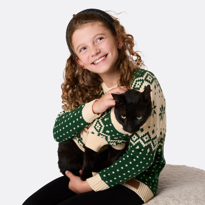 Grøn Retro Rensdyr Julesweater Børn