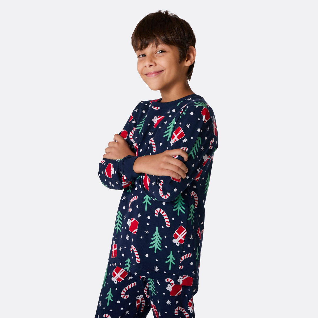 Blå Julemønster Julepyjamas Børn
