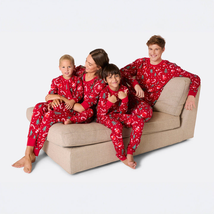 Rød Julemønster Overall Julepyjamas Børn