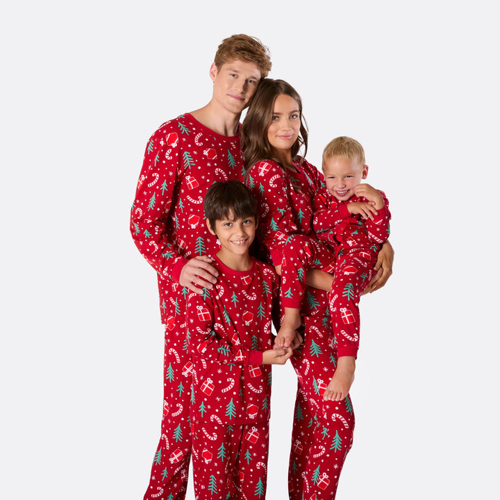 Rød Julemønster Overall Julepyjamas Børn