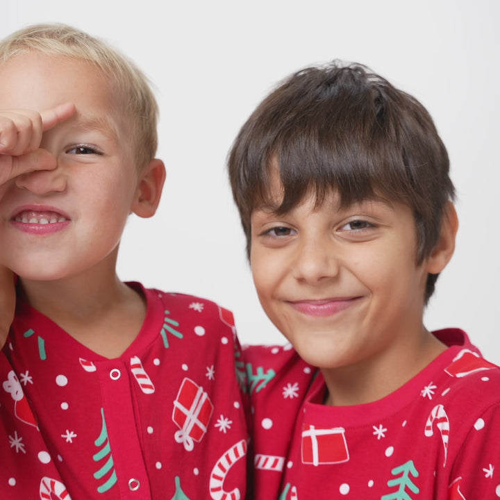 Rød Julemønster Overall Julepyjamas Børn