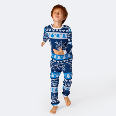 Strikkemønstret Blå Pyjamas Børn