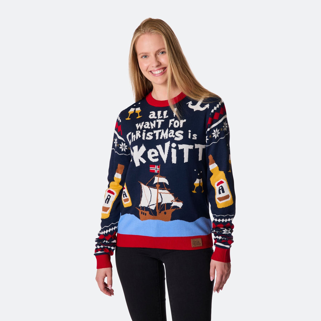 All I Want for Christmas is Akvavit Julesweater Dame