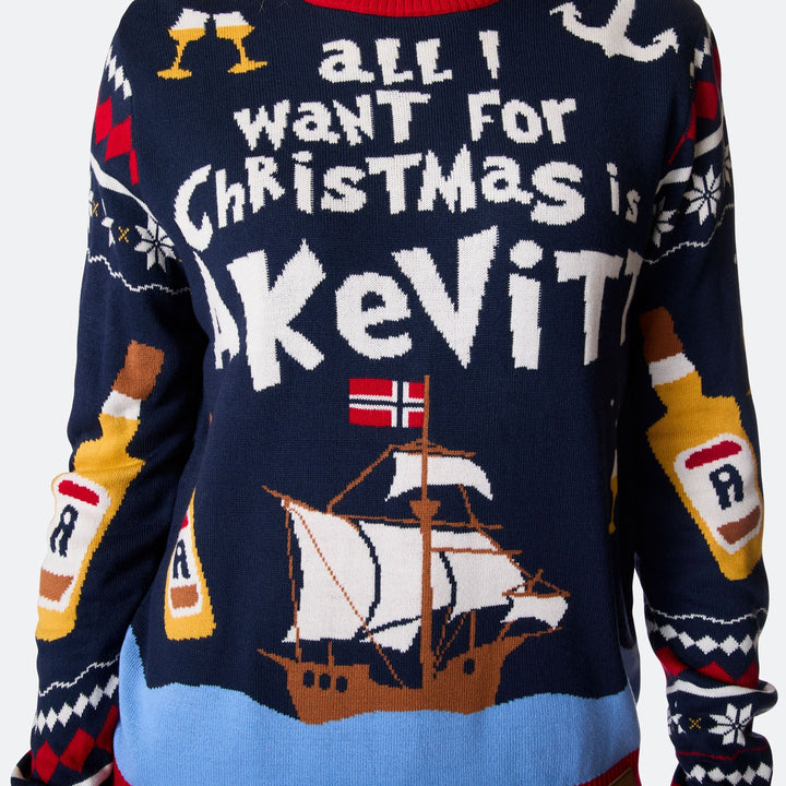 All I Want for Christmas is Akvavit Julesweater Dame