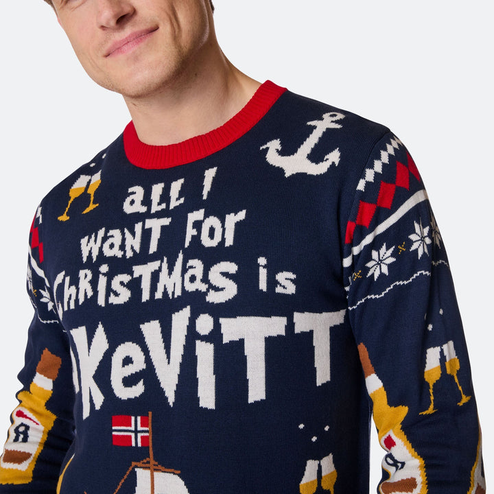 All I Want for Christmas is Akvavit Julesweater Herre