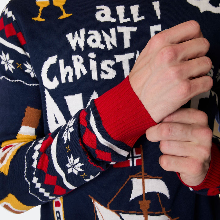 All I Want for Christmas is Akvavit Julesweater Herre