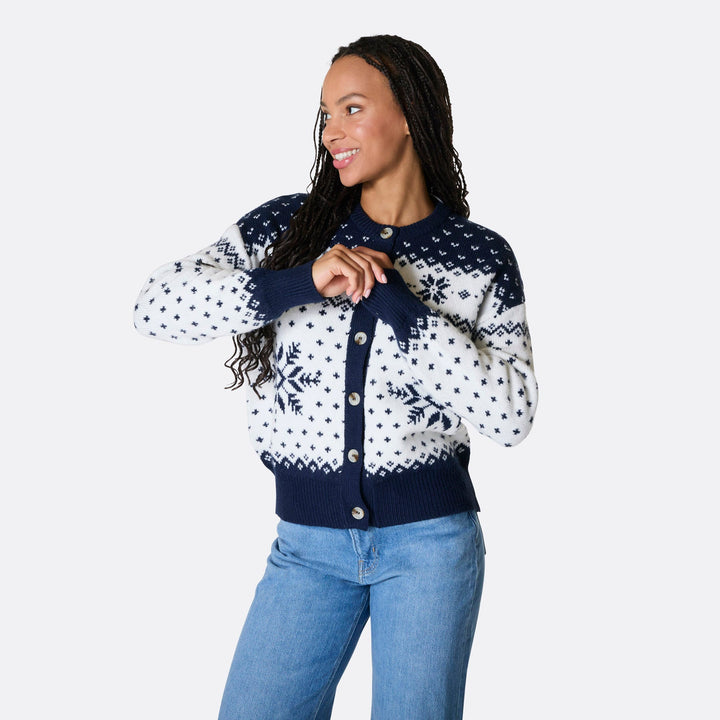 Blå Julecardigan Dame