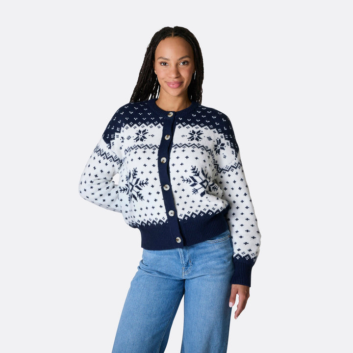 Blå Julecardigan Dame