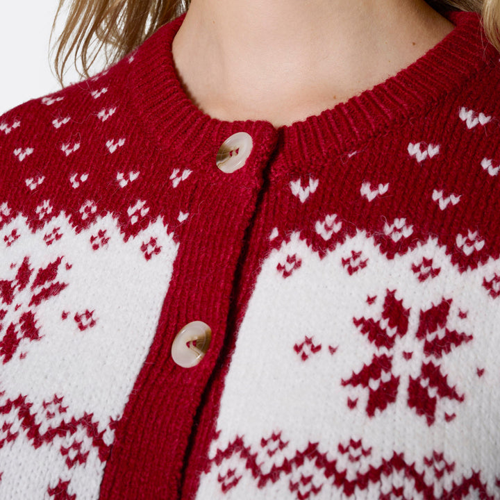 Rød Julecardigan Dame