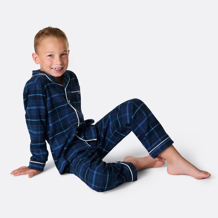 Blå Flannel Julepyjamas Børn