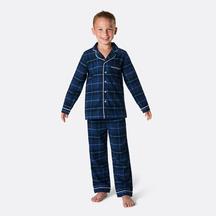 Blå Flannel Julepyjamas Børn