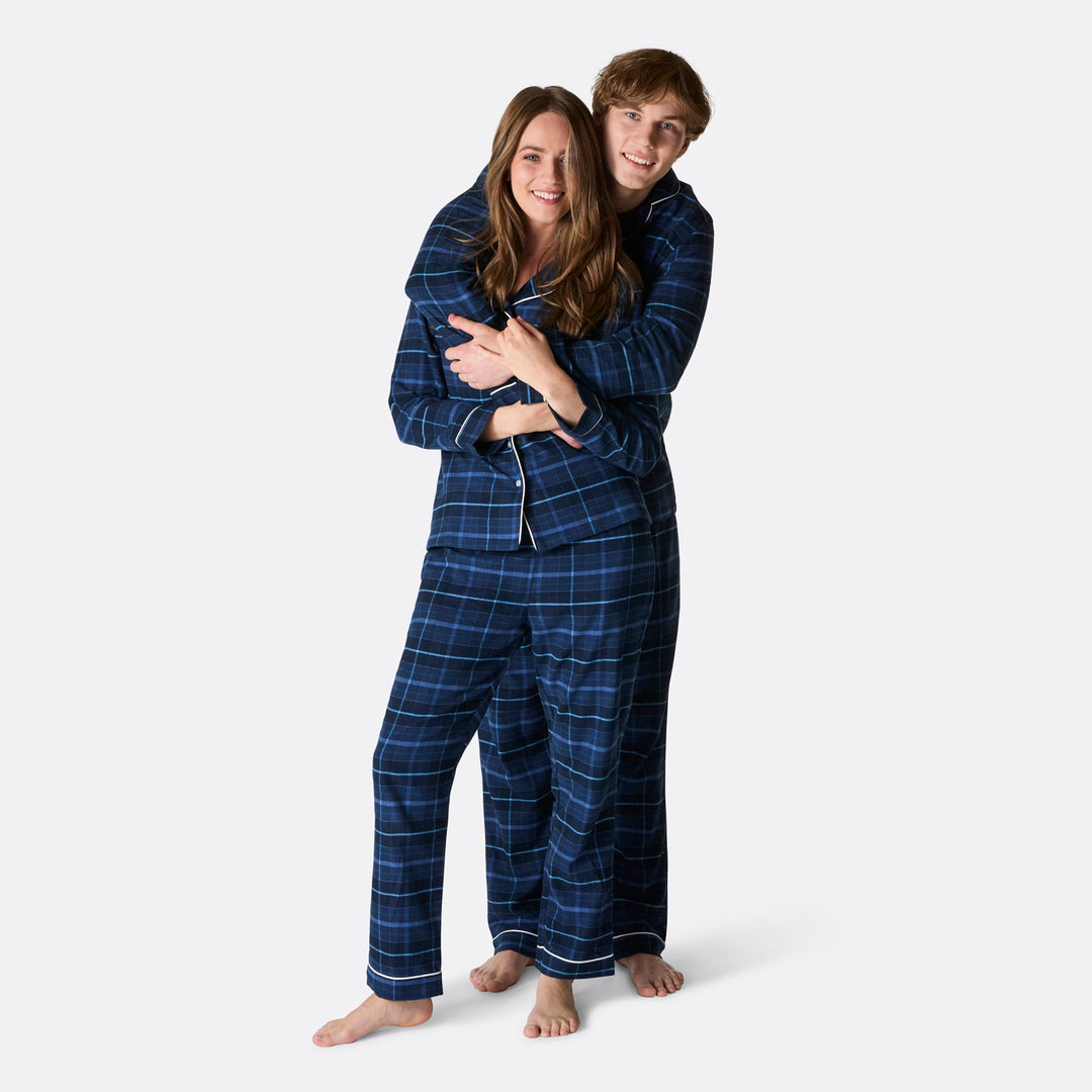Blå Flannel Julepyjamas Dame