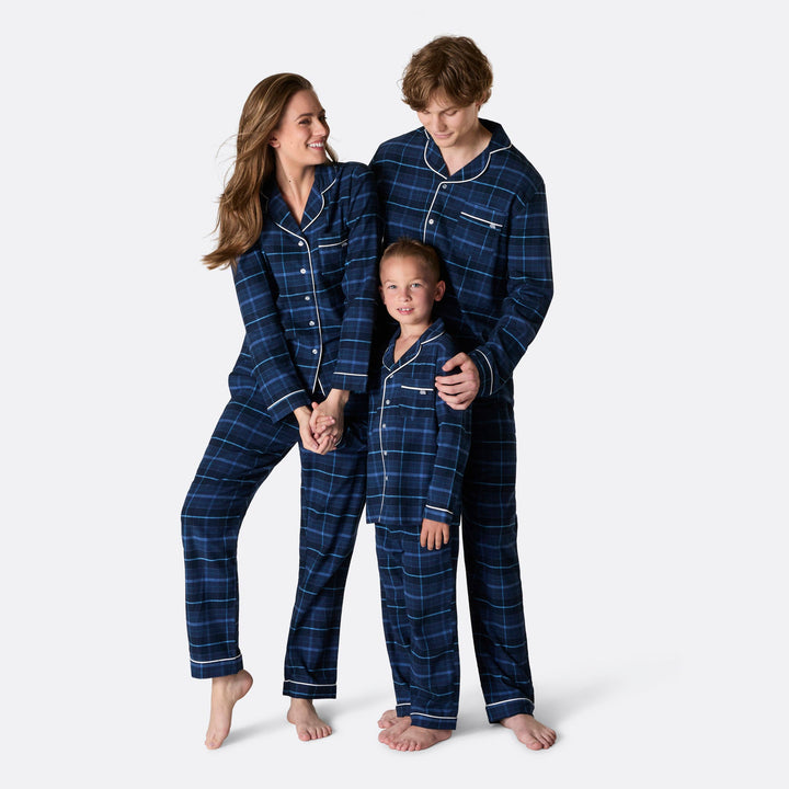 Blå Flannel Julepyjamas Børn