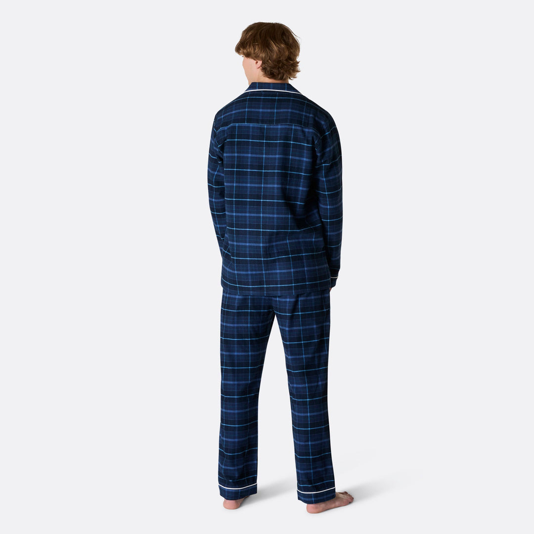 Blå Flannel Julepyjamas Herre