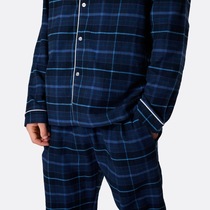 Blå Flannel Julepyjamas Herre