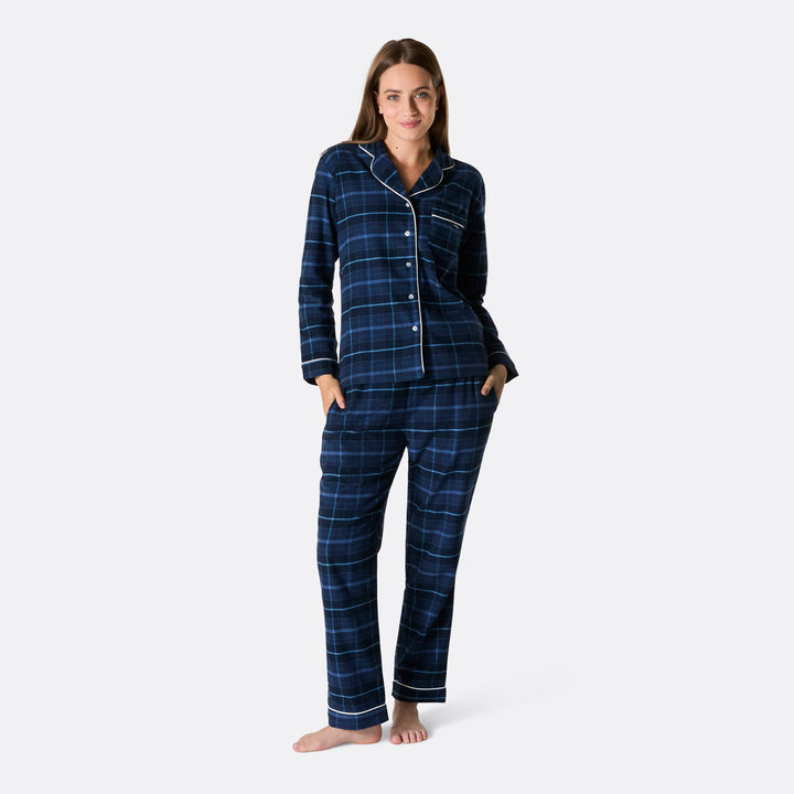 Blå Flannel Julepyjamasser Familie