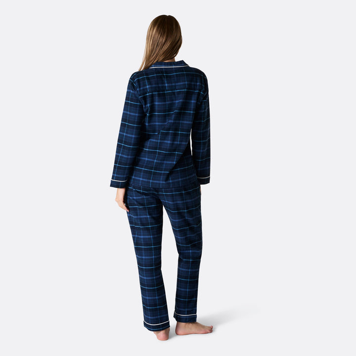 Blå Flannel Julepyjamas Dame