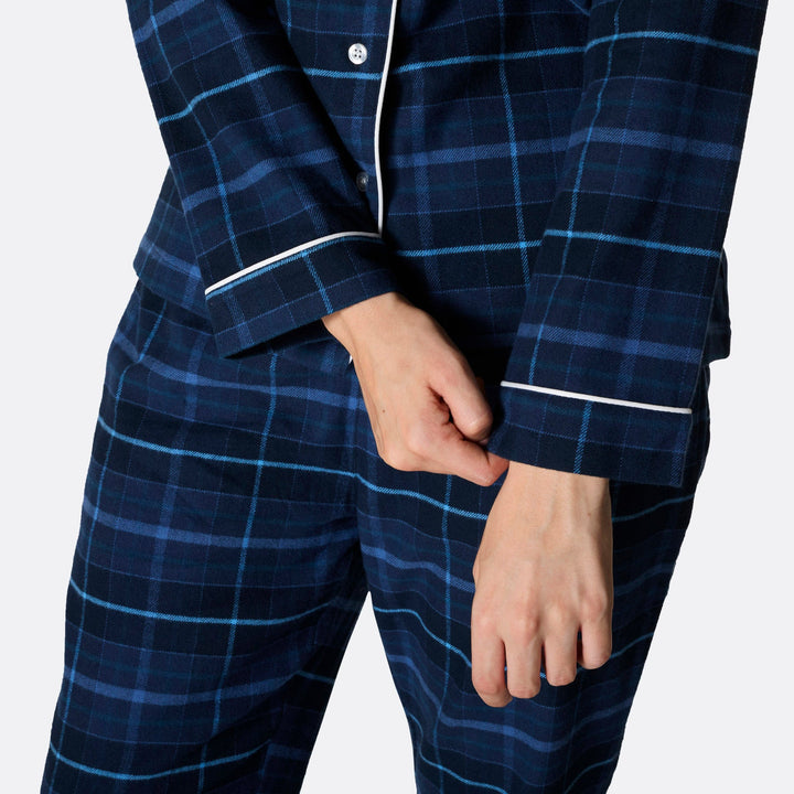 Blå Flannel Julepyjamas Dame