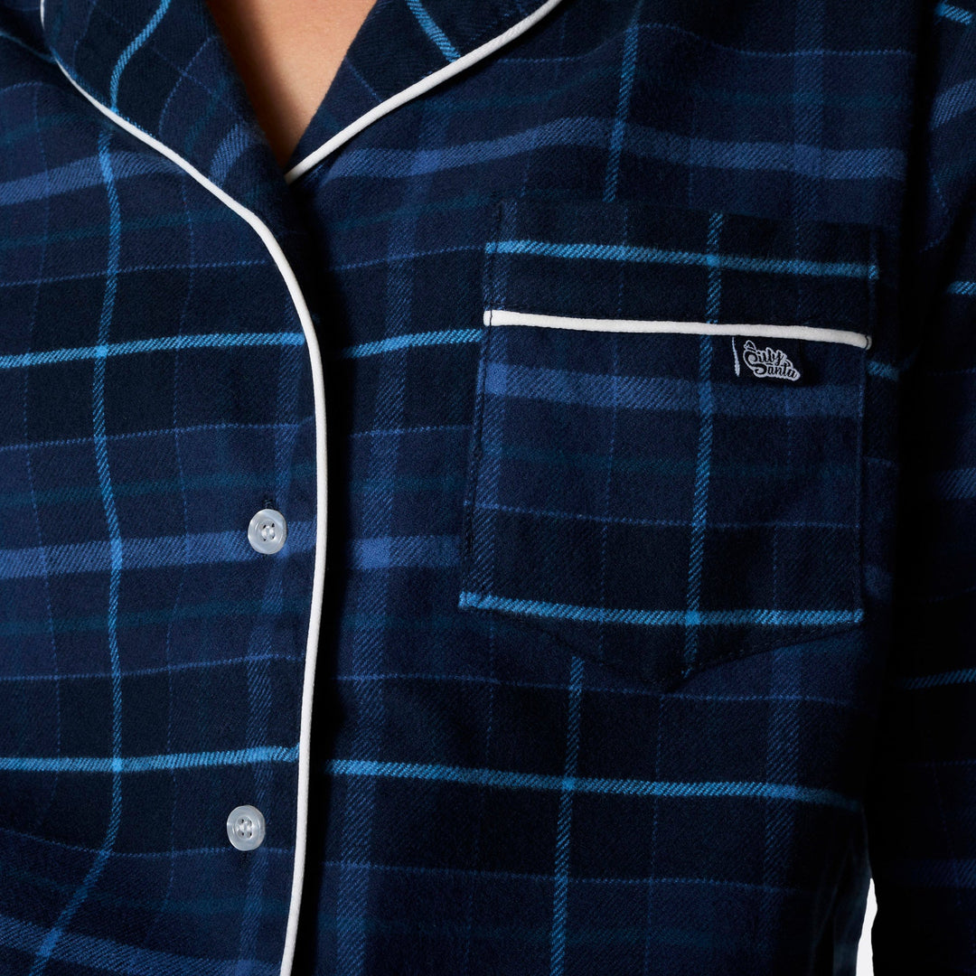 Blå Flannel Julepyjamas Dame