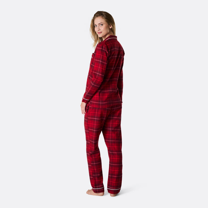 Rød Flannel Julepyjamas Dame