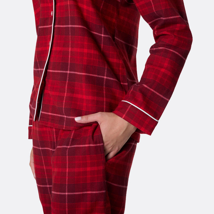 Rød Flannel Julepyjamas Dame