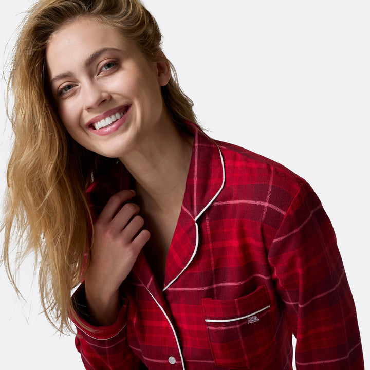 Rød Flannel Julepyjamas Dame