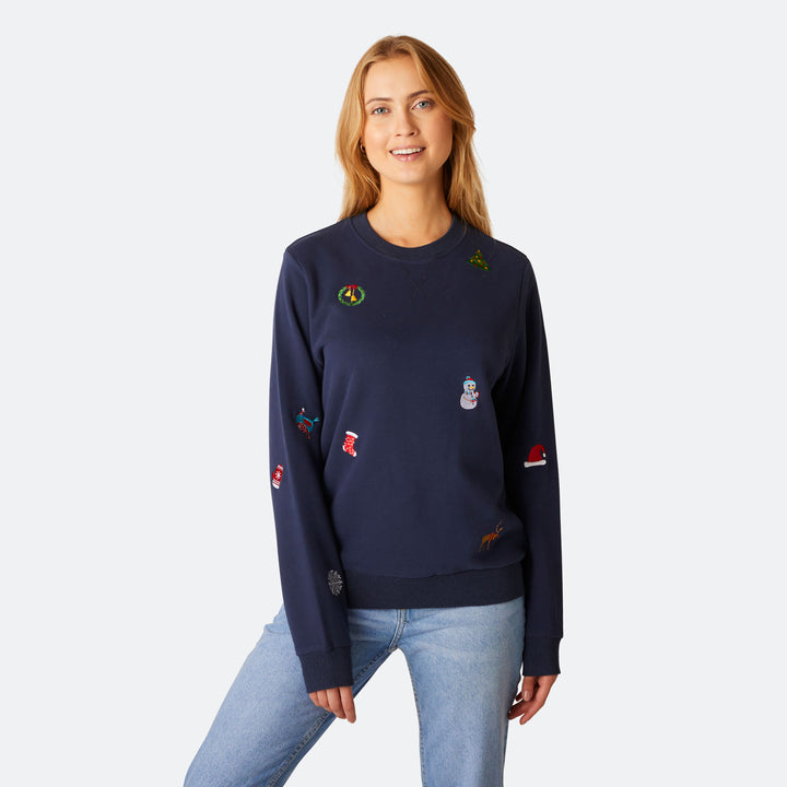 Blå Julesweatshirt Dame