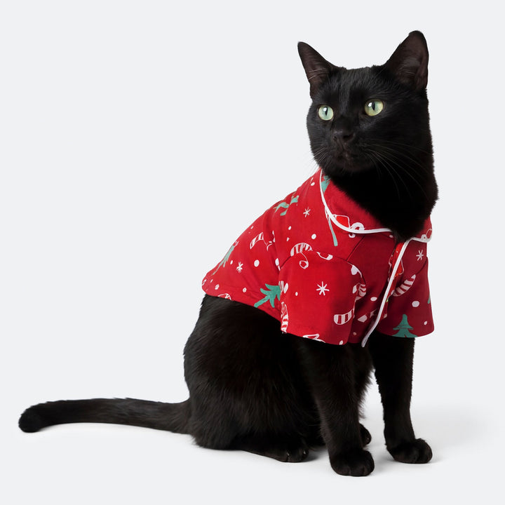 Rød Julemønster Julepyjamas til Katte