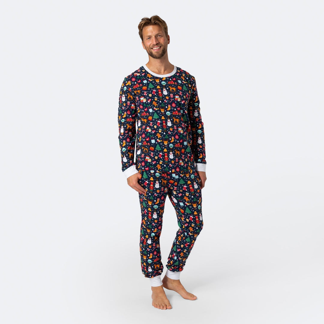 Julemønster Blå Julepyjamasser Familie