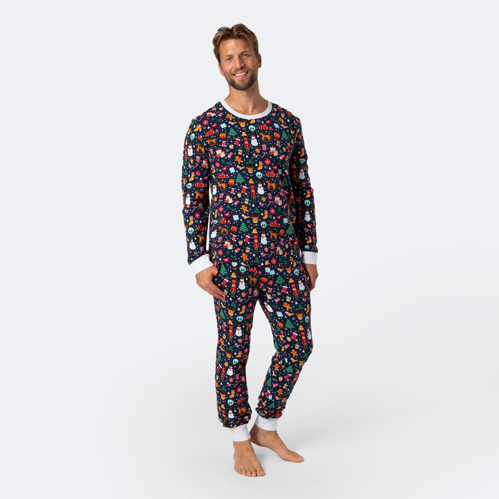 Julemønster Blå Julepyjamasser Familie