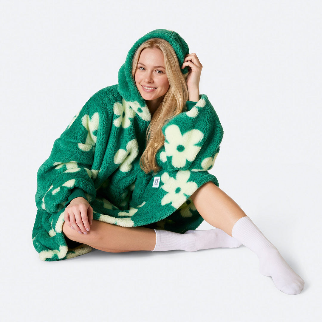 Grøn Blomster Teddy HappyHoodie