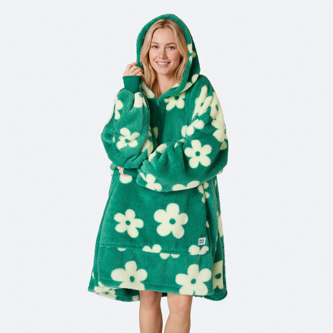 Grøn Blomster Teddy HappyHoodie