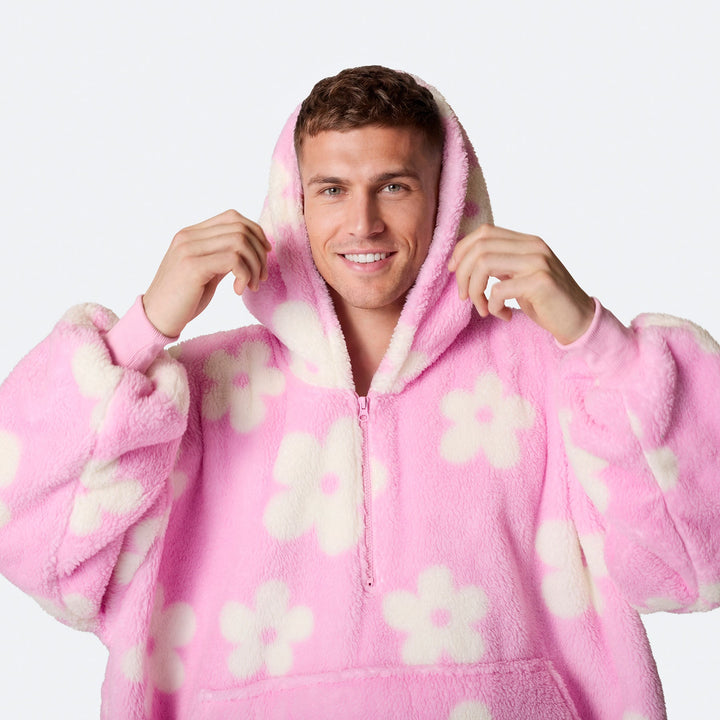 Pink Blomster Teddy HappyHoodie