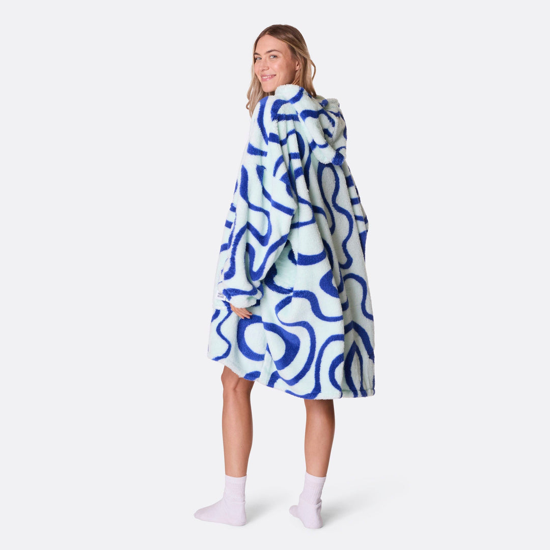 Blå Wavy Teddy HappyHoodie