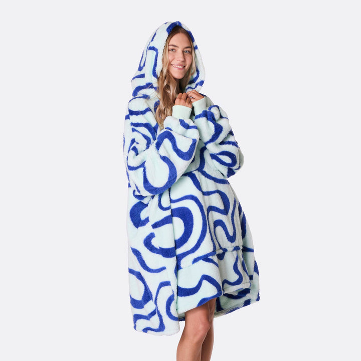 Blå Wavy Teddy HappyHoodie