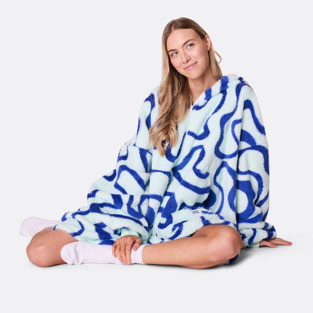 Blå Wavy Teddy HappyHoodie