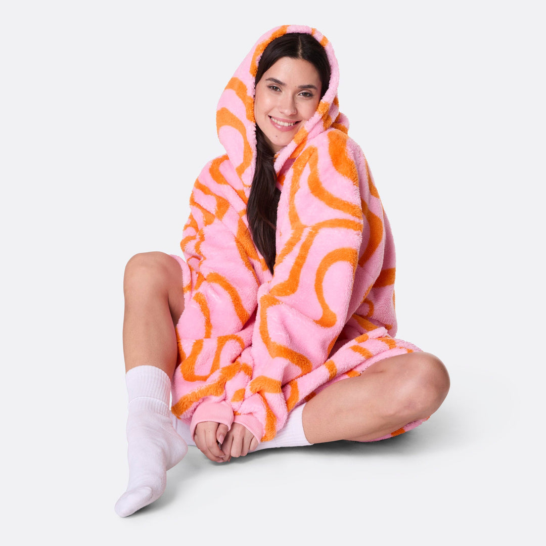 Lyserød Wavy Teddy HappyHoodie