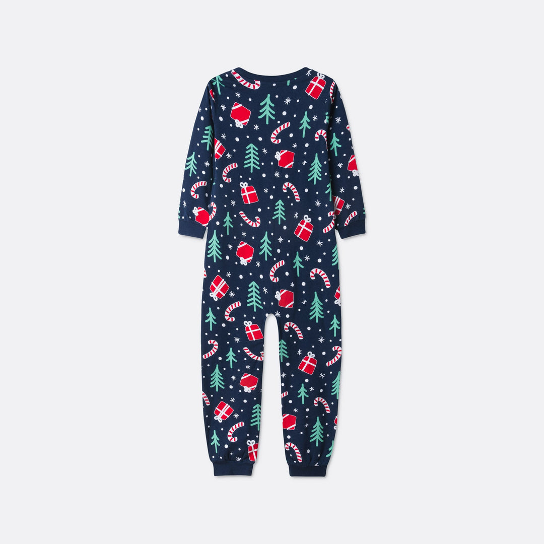 Blå Julemønster Overall Julepyjamas Børn