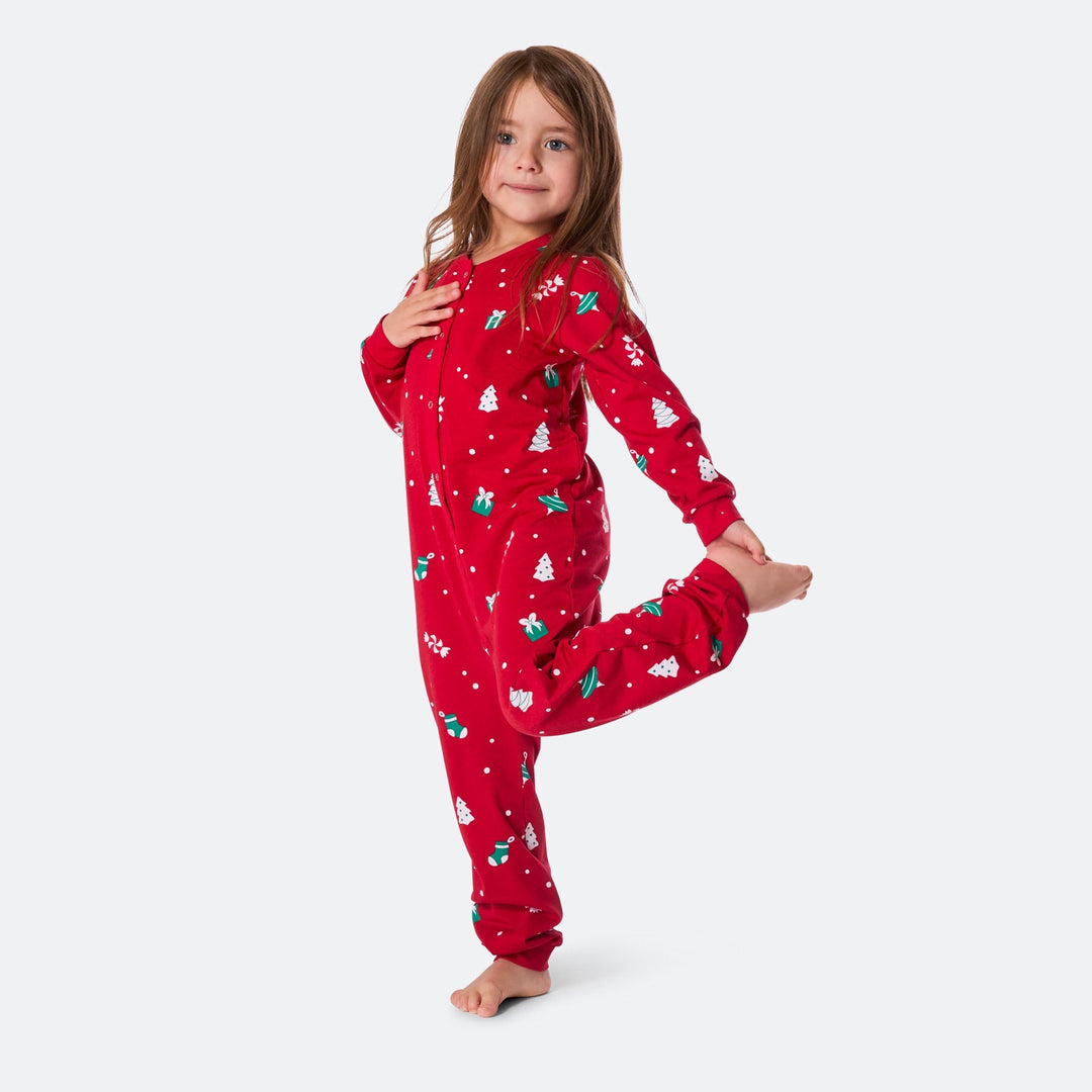 Rød Julepynt Overall Julepyjamas Børn