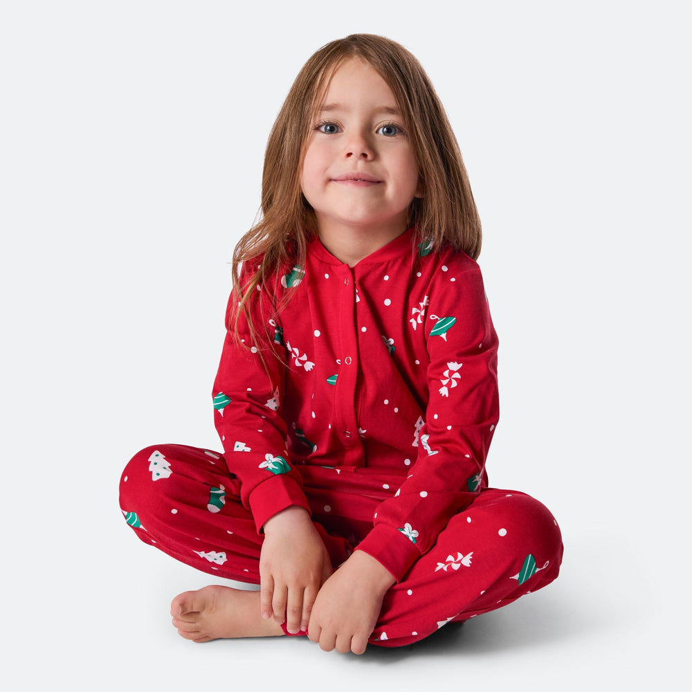 Rød Julepynt Overall Julepyjamas Børn
