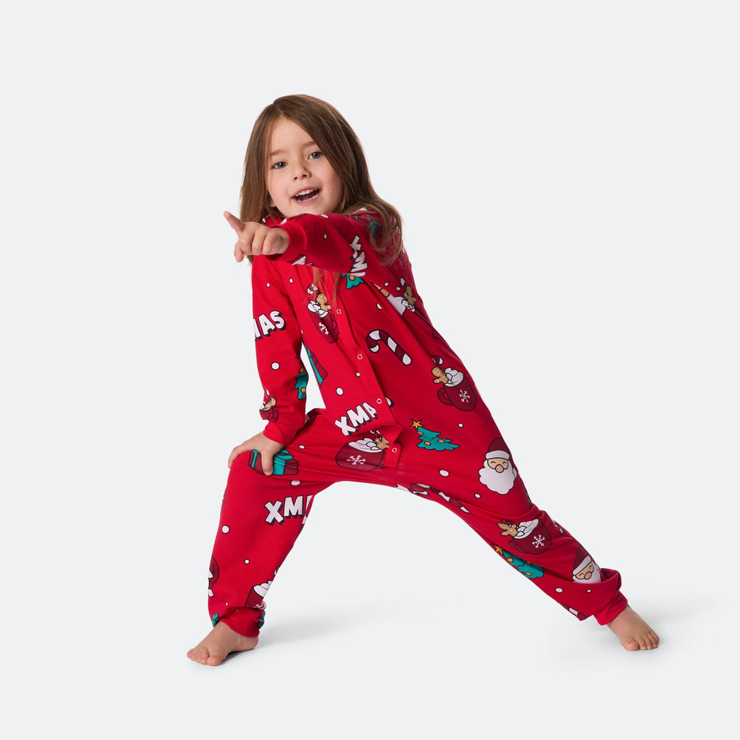 Rød Xmas Overall Julepyjamas Børn